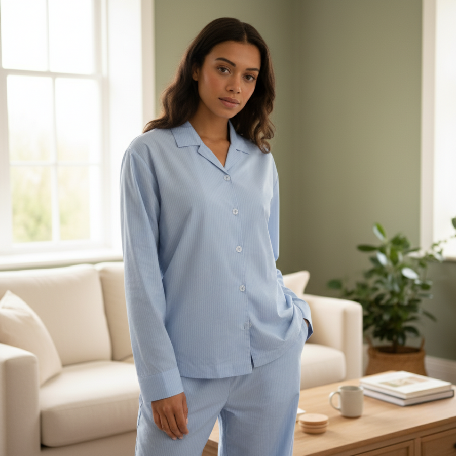 Lange Premium Gestreepte Pyjamatop
